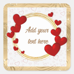 Elegante Valentinstage, Liebe, Hochzeitstag Quadratischer Aufkleber