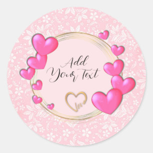 Elegante Valentinstage, Liebe, Jahrestag Rosa Herz Runder Aufkleber