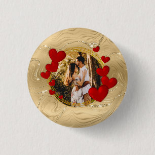 Elegante Valentinstage, Liebe, Jahrestag Rote Herz Button