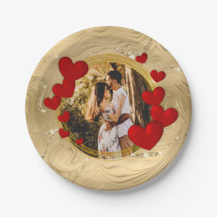 Elegante Valentinstage, Liebe, Jahrestag Rote Herz Pappteller