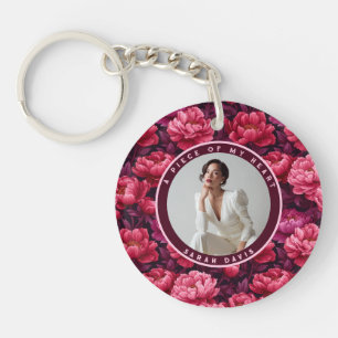 Elegante Valentinstagsgeschenke Foto Pfingstrosen Schlüsselanhänger