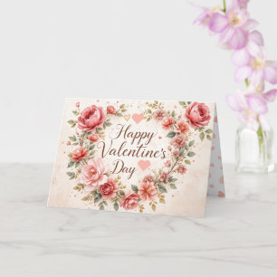 Elegante Valentinstagskarte mit Blumenmotiv Karte