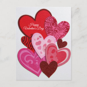 Elegante Valentinstagskarte mit rotem Herz-Collage Feiertagspostkarte