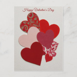 Elegante Valentinstagskarte mit rotem Herz-Collage Feiertagspostkarte