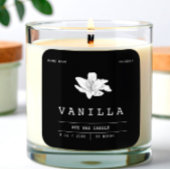 Elegante Vanilla Black & White Candle Labels Quadratischer Aufkleber