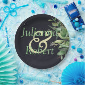 Elegante Vegetation auf schwarzen Tellern Pappteller (Party)