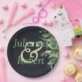 Elegante Vegetation auf schwarzen Tellern Pappteller (Party)