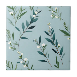 Elegante Vegetation auf Soft Dusty Blue Fliese