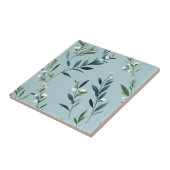 Elegante Vegetation auf Soft Dusty Blue Fliese (Seite)