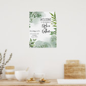 Elegante Vegetation Blätter Hochzeit Poster (Küche)