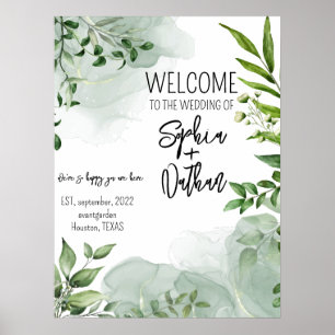 Elegante Vegetation Blätter Hochzeit Poster