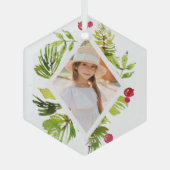 Elegante Vegetation Botanisches Foto Ornament Aus Glas (Vorderseite)