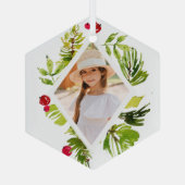 Elegante Vegetation Botanisches Foto Ornament Aus Glas (Rückseite)