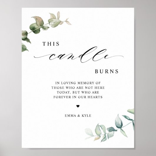 Elegante Vegetation Dieses Candle Burns Wedding Si Poster (Vorne)
