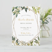 Elegante Vegetation in Gold Floral Brautparty Einladung (Stehend Vorderseite)