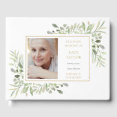 Elegante Vegetation in Love Memory Foto Beerdigung Gästebuch (Vorderseite)