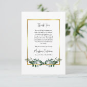 Elegante Vegetation mit Goldrahmen Beerdigung Dankeskarte (Stehend Vorderseite)