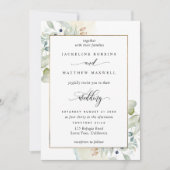 Elegante Vegetation mit Watercolor Stains Wedding Einladung (Vorderseite)