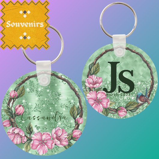 Elegante Vegetation Rustikales Foliage Mint Green Schlüsselanhänger