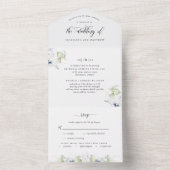 Elegante Vegetation und Weiß, Blau All In One Einladung (Innen Boden)