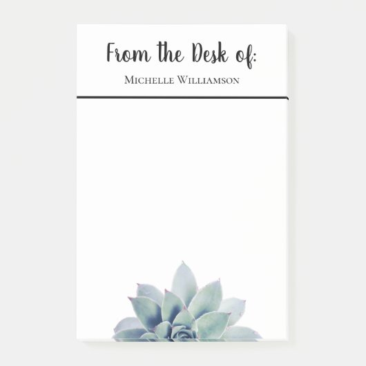 Elegante Vegetation vom Schreibtisch mit Typografi Post-it Klebezettel (Vorderseite)