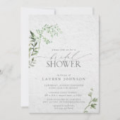 Elegante Vegetation Watercolor Bridal Showe Einladung (Vorderseite)