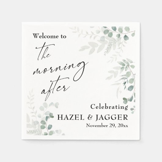 Elegante Vegetation Willkommen am Morgen Serviette (Vorderseite)