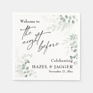 Elegante Vegetation Willkommen in der Nacht davor Serviette