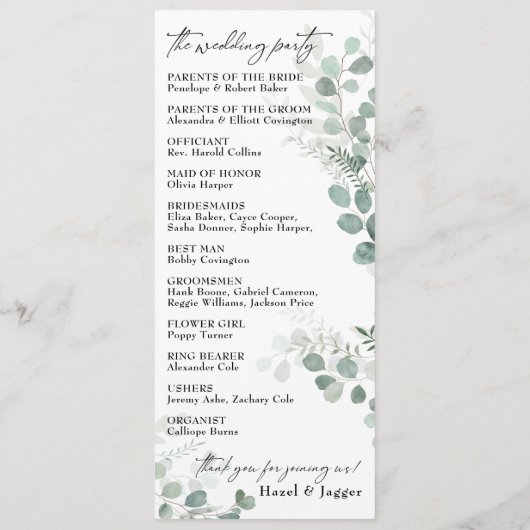 Elegante Vegetation, zeitgenössische Typografie Programm (Rückseite)