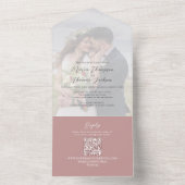 Elegante Vellum Foto Overlay Dusty Rose | QR-Code All In One Einladung (Innen Boden)