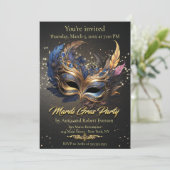 Elegante Venezianisch Mask Mardi Gras Einladung (Stehend Vorderseite)