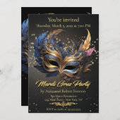 Elegante Venezianisch Mask Mardi Gras Einladung (Vorne/Hinten)