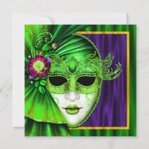 Elegante Venezianisch Mask Mardi Gras Wedding Einladung