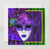 Elegante Venezianisch Mask Mardi Gras Wedding Einladung (Vorderseite)