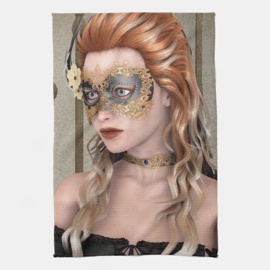 Elegante venezianische Maskenporträtkunst Küchentuch (Vertikal)