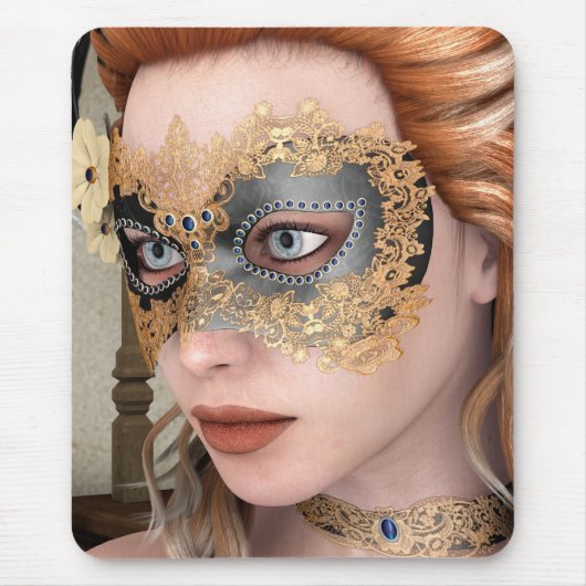 Elegante venezianische Maskenporträtkunst Mousepad (Vorne)