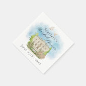 Elegante Venue doves Brunnen Blume Brautparty Serviette (Ecke)