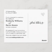 Elegante Veränderung von Plänen verzögert Hochzeit Postkarte (Rückseite)