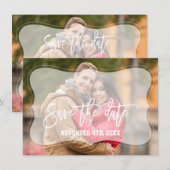 Elegante verblichene Handschrift für Fotos Save th The Date (Vorne/Hinten)