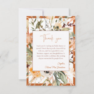 Elegante verbrannte Orange Herbst-Blumen-Braut-Par Dankeskarte