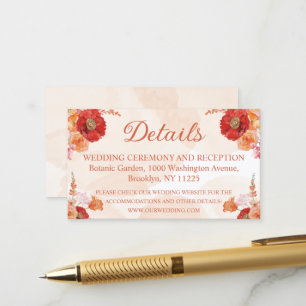 Elegante verbrannte orangefarbene Blumen-Hochzeits Begleitkarte