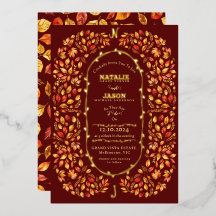 Elegante verbrannte orangefarbene Herbstblätter ru