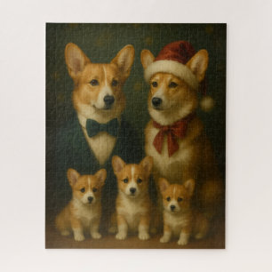 Elegante, verfeinerte, niedliche Corgi-Familien-We Puzzle