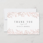 Elegante vergoldete Rose Gold botanischen Dank Dankeskarte (Vorderseite)
