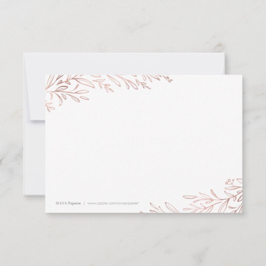 Elegante vergoldete Rose Gold botanischen Dank Dankeskarte (Rückseite)