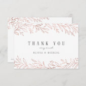 Elegante vergoldete Rose Gold botanischen Dank Dankeskarte (Vorne/Hinten)