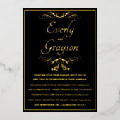 Elegante Veri Black and Gold Wedding Folieneinladung (Vorderseite)