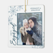 Elegante Verlobte Weihnachtsschneeflocken Keramikornament (Links)