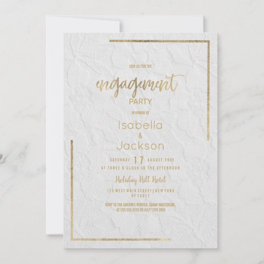 Elegante Verlobung aus weißem Gold, französische B Einladung (Vorderseite)