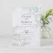 Elegante Verlobung Blass Rose Einladung (Stehend Vorderseite)